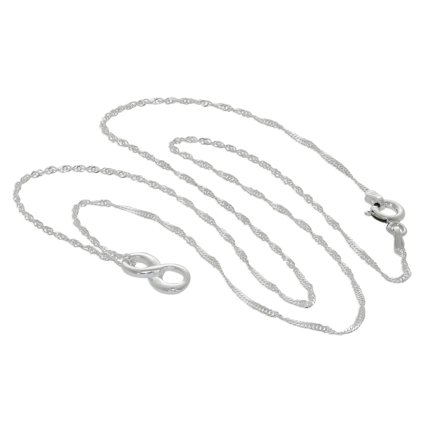 Sterlingsilber Unendlichkeitsschleife Schwebend Halskette 40,5 - 61cm