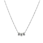 Sterling Silver Triple Round Ring Bead Necklace 16-24 Inches