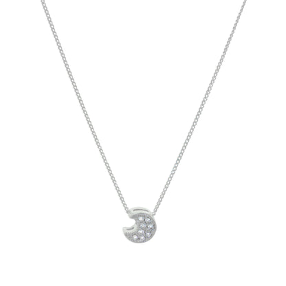 Sterling Silver Moon Clear CZ Floating Necklace 16 32 Inches