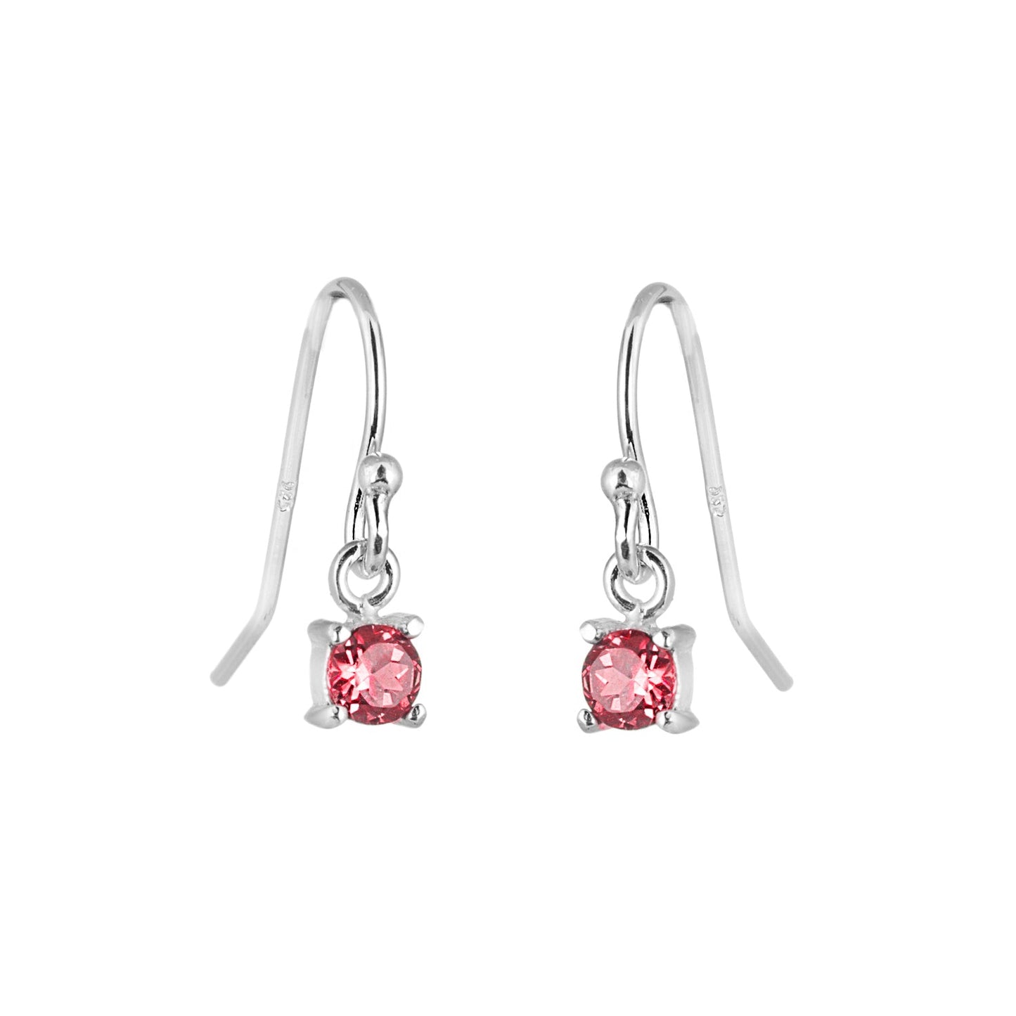 Sterling Silver Tourmaline CZ October Birthstone Dangle Earrings