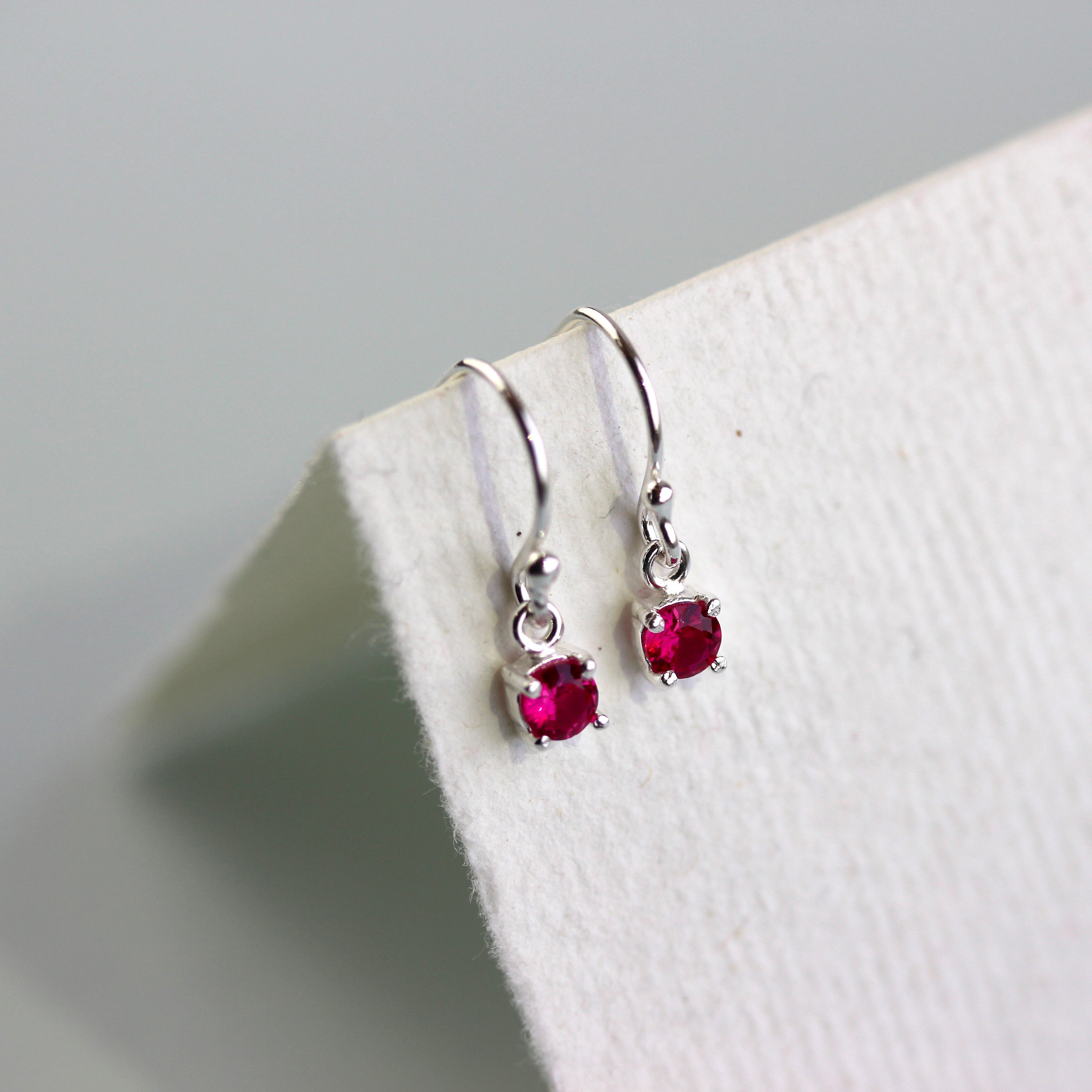 Sterling Silver Tourmaline CZ October Birthstone Dangle Earrings
