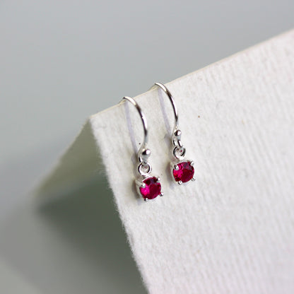 Sterling Silver Tourmaline CZ October Birthstone Dangle Earrings