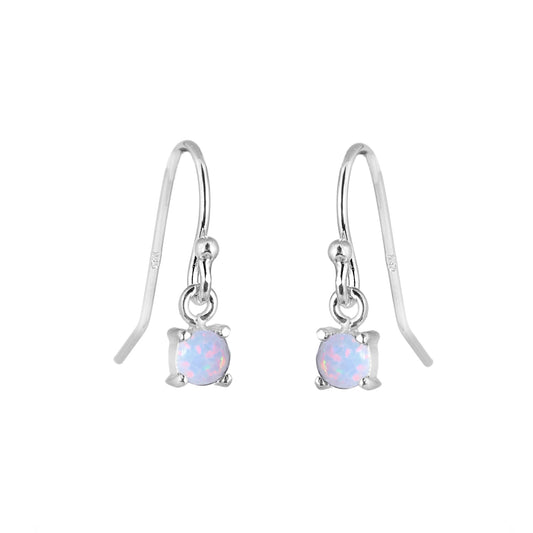 Sterling Silver Opal October Birthstone Claw Dangle Earrings