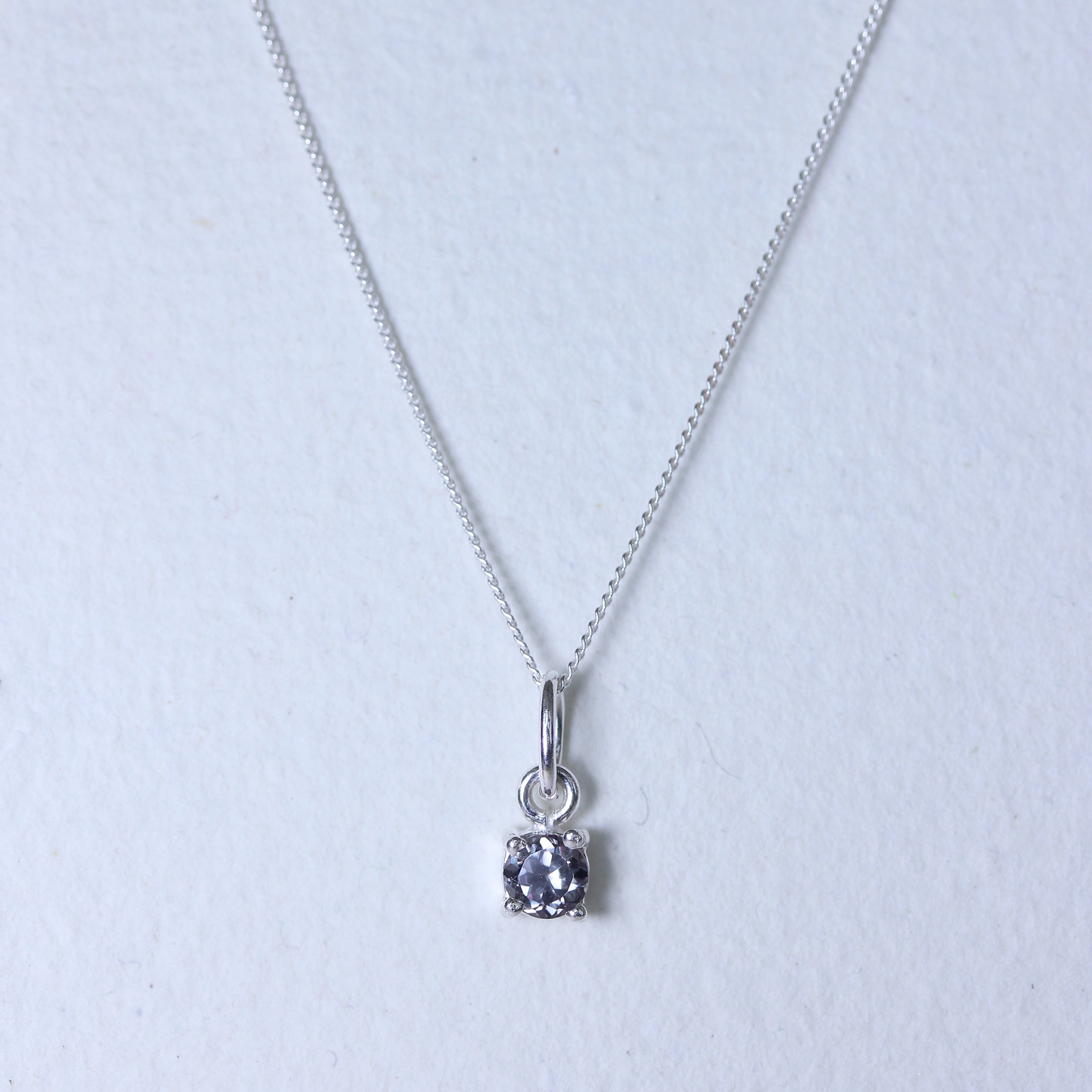Sterling Silver Alexandrite CZ Birthstone Necklace - 14 - 32 Inches