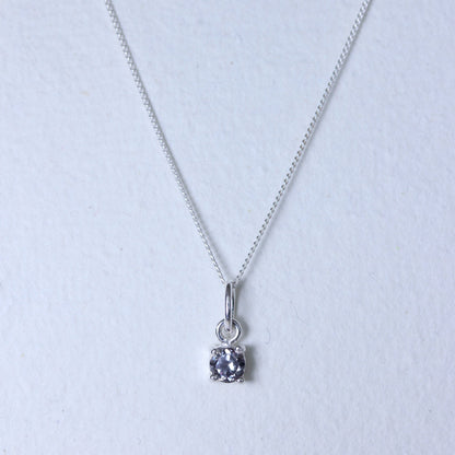 Sterling Silver Alexandrite CZ Birthstone Necklace - 14 - 32 Inches