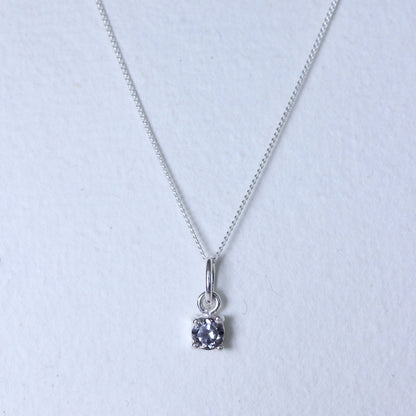 Sterling Silver Alexandrite CZ Birthstone Necklace - 14 - 32 Inches