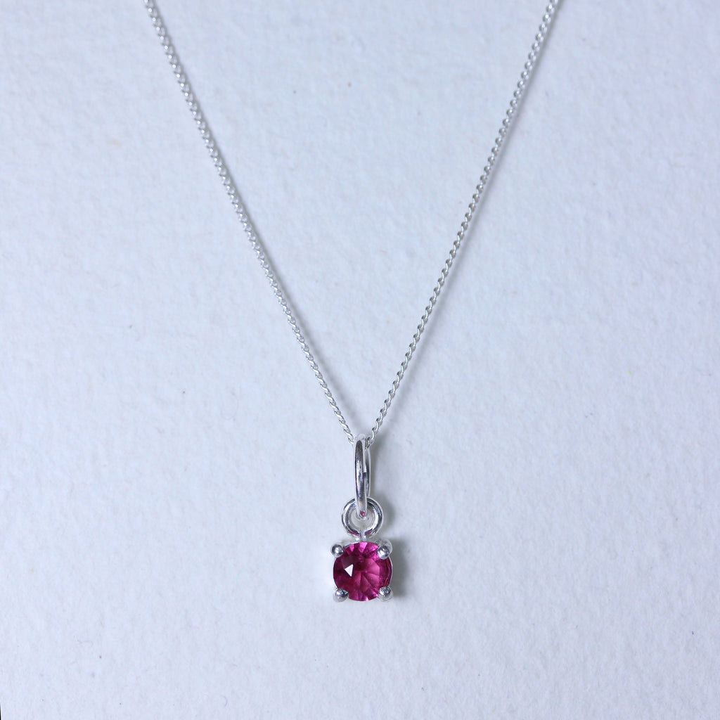 Sterling Silver Tourmaline CZ October Birthstone Necklace - 14 - 32 Inches