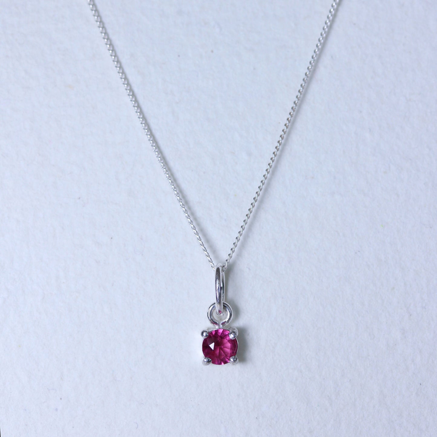 Sterling Silver Tourmaline CZ October Birthstone Necklace - 14 - 32 Inches