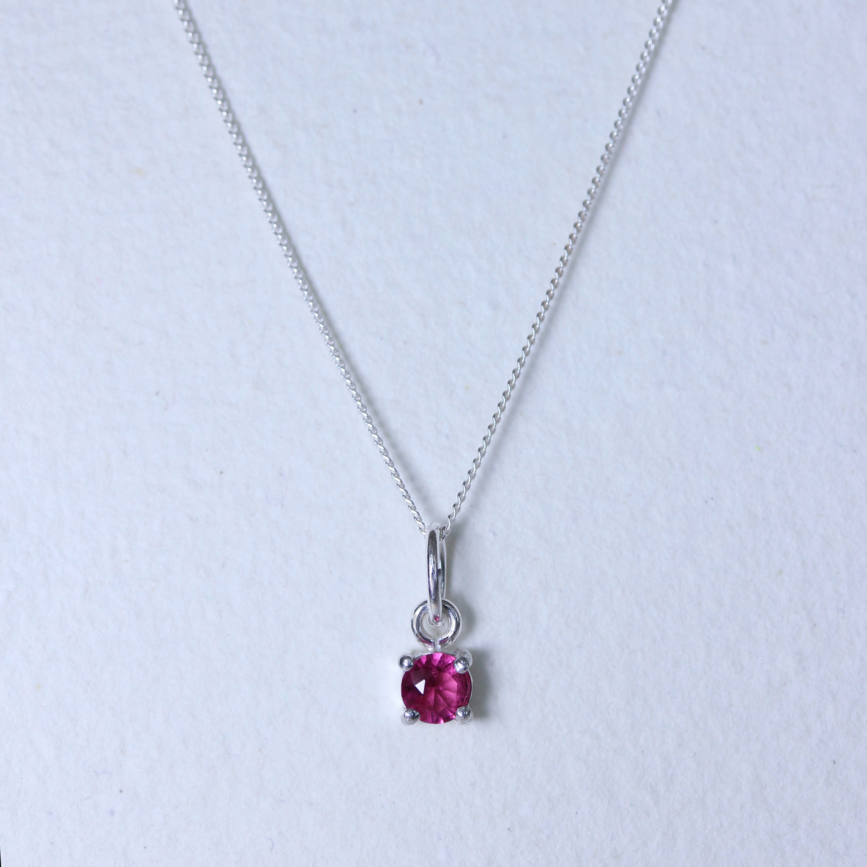 Sterling Silver Tourmaline CZ October Birthstone Necklace - 14 - 32 Inches