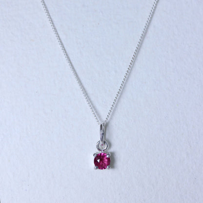 Sterling Silver Tourmaline CZ October Birthstone Necklace - 14 - 32 Inches