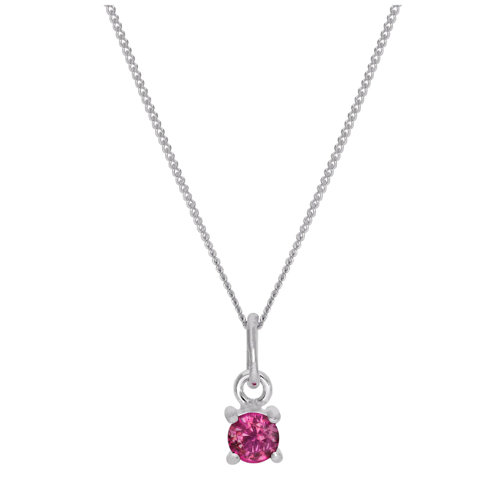 Sterling Silver Tourmaline CZ October Birthstone Necklace - 14 - 32 Inches