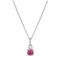 Sterling Silver Tourmaline CZ October Birthstone Necklace - 14 - 32 Inches