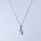 Sterling Silver Opal October Birthstone Necklace - 14 - 32 Inches