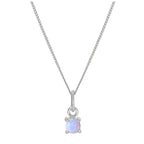 Sterling Silver Opal October Birthstone Necklace - 14 - 32 Inches