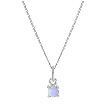 Sterlingsilber Opal Oktober CZ Kristall Geburtsstein Halskette 35,5 - 81cm