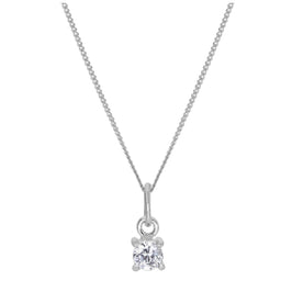 Sterling Silver Clear CZ April Birthstone Necklace - 14 - 32 Inches