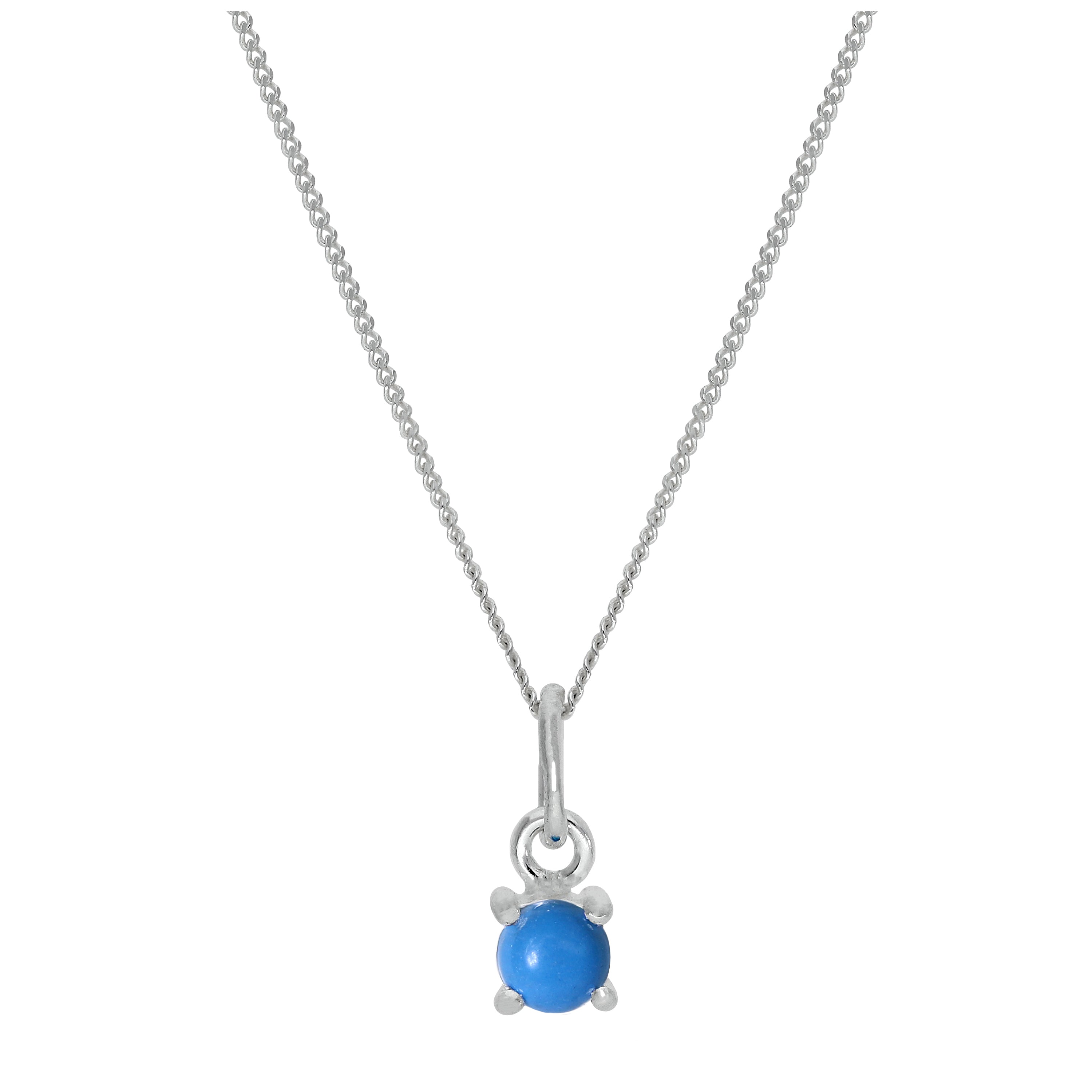 Sterling Silver Turquoise December Birthstone Necklace - 14 - 32 Inches