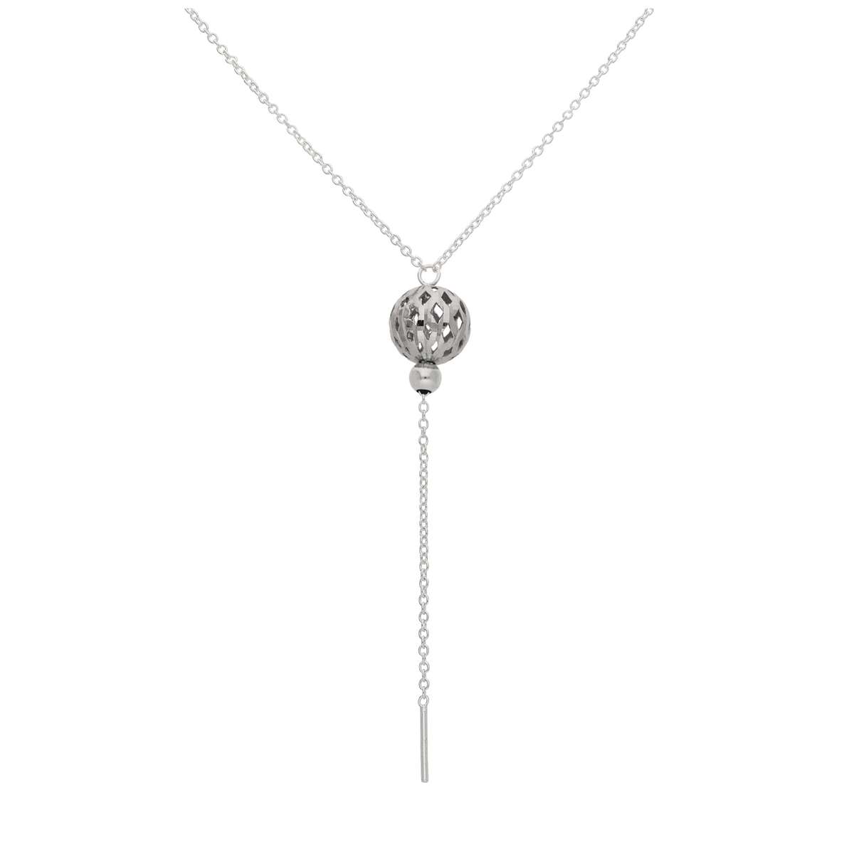 Sterling Silver 10mm Diamond Cut Ball 16 Inch Necklace