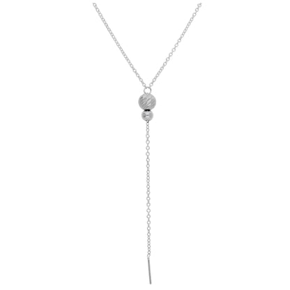 Sterling Silver Diamond Cut Ball Bead 16 Inch Necklace