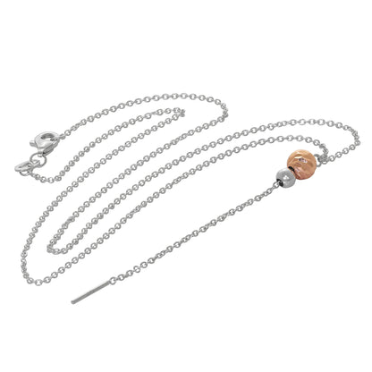 Rose Gold Plated Silver Ball Necklace - 16 Inches