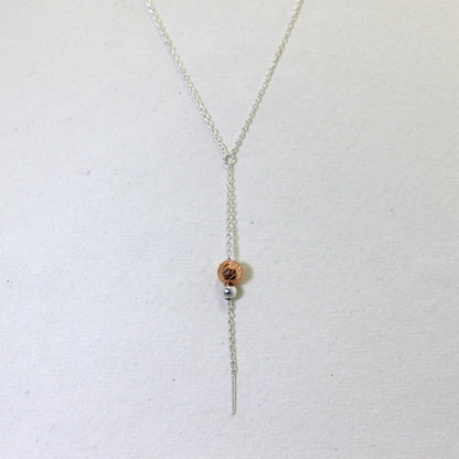 Rose Gold Plated Silver Ball Necklace - 16 Inches