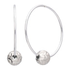 Sterling Silver 22mm Hoop Earrings with Chevron Cut Ball Beads