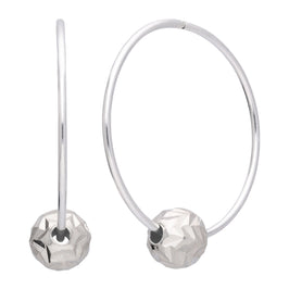 Sterling Silver 22mm Hoop Earrings with Chevron Cut Ball Beads