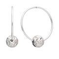 Sterling Silver 18mm Hoop Earrings with Chevron Cut Ball Beads