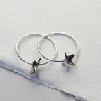 Sterling Silver 18mm Hoop Earrings with Lily Flower Bead Charms