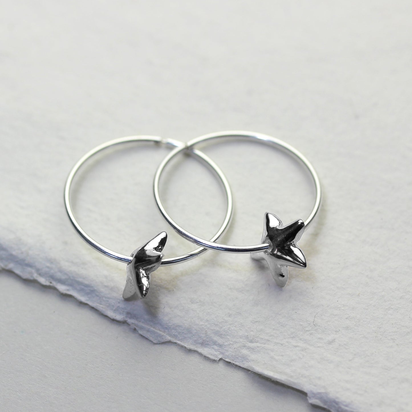 Sterling Silver 18mm Hoop Earrings with Lily Flower Bead Charms