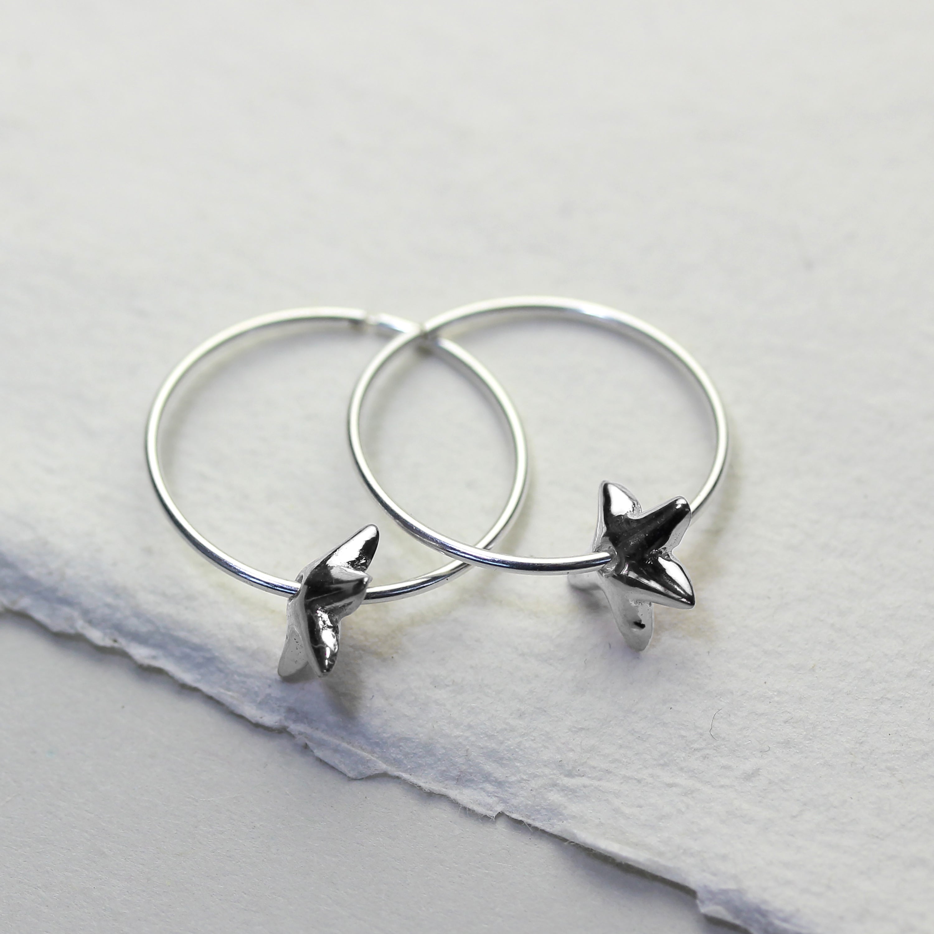 Sterling Silver 18mm Hoop Earrings with Lily Flower Bead Charms