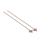 Rose Gold Plated Sterling Silver Starburst CZ Pull Through Earrings