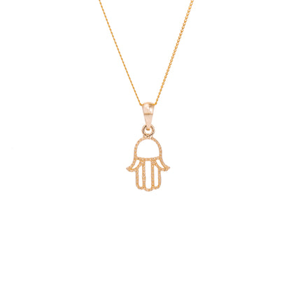 9ct Gold Hamsa Hand Necklace - 16 - 20 Inches