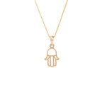 9ct Gold Hamsa Hand Necklace - 16 - 20 Inches