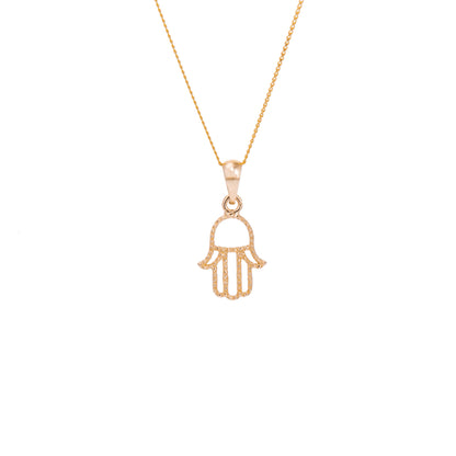 9ct Gold Hamsa Hand Necklace - 16 - 20 Inches