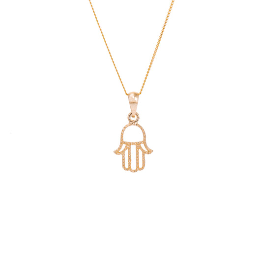 9ct Gold Hamsa Hand Necklace - 16 - 20 Inches