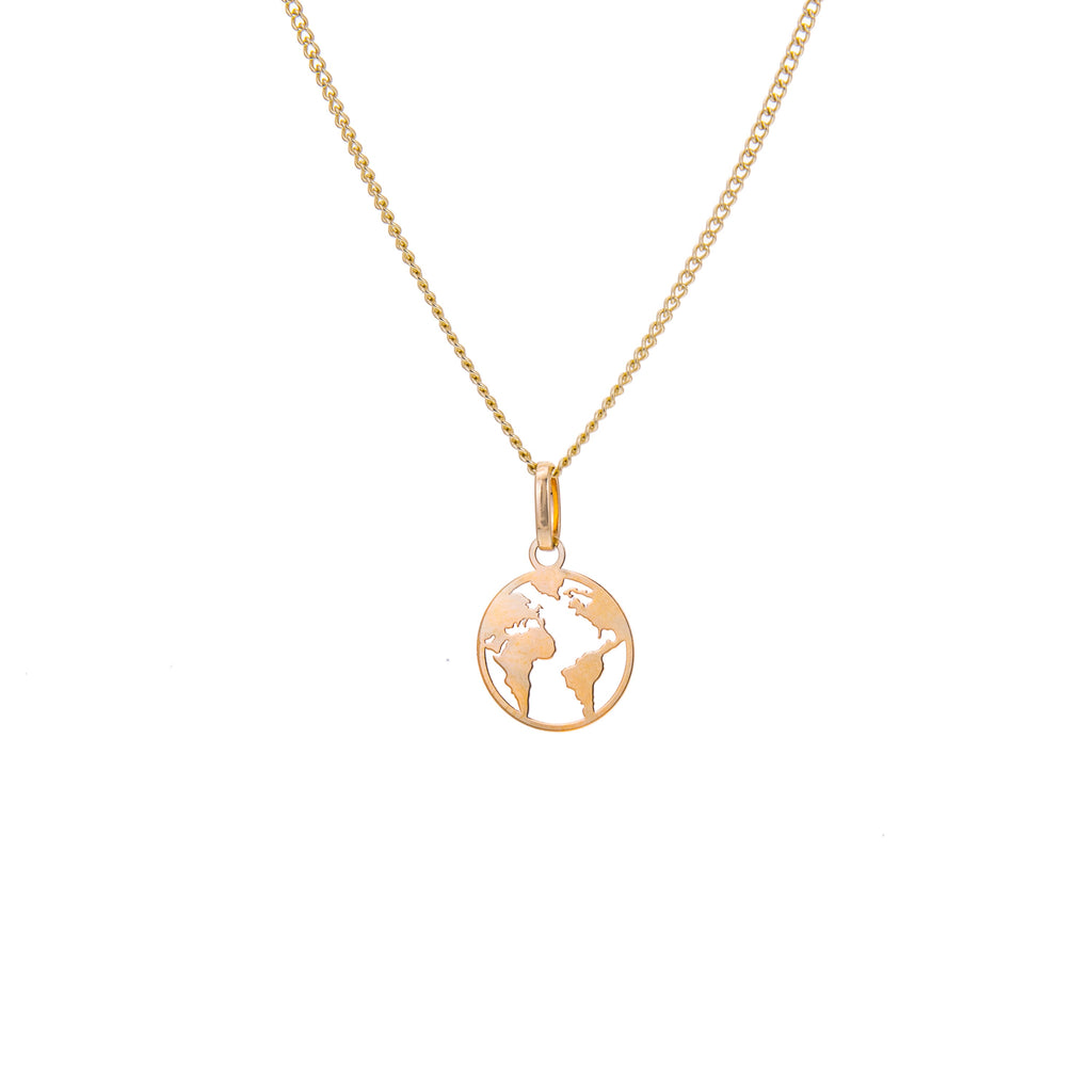9ct Gold Cut Out World Necklace - 16 - 18 Inches