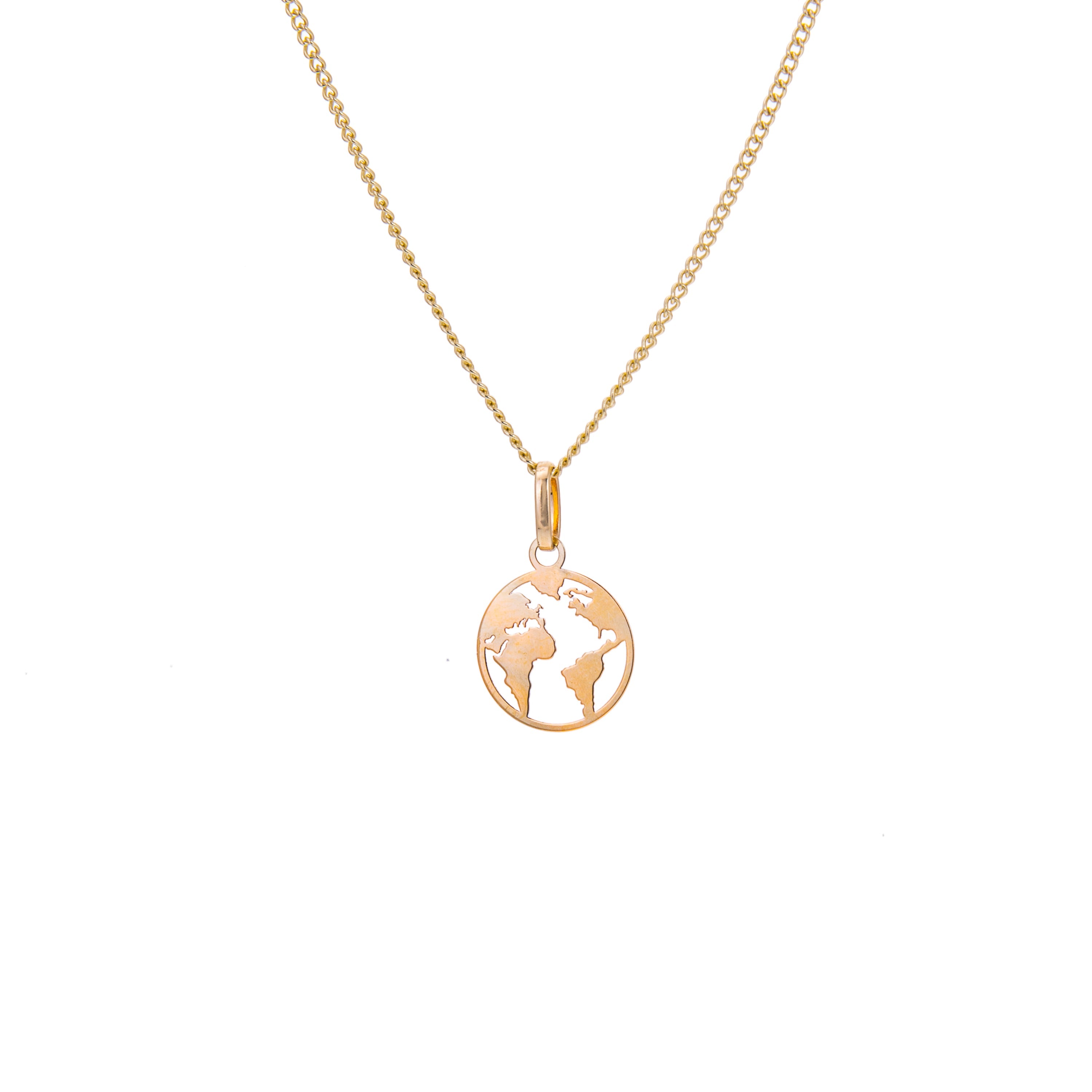 9ct Gold Cut Out World Necklace - 16 - 18 Inches