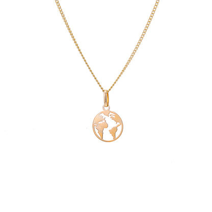 9ct Gold Cut Out World Necklace - 16 - 18 Inches