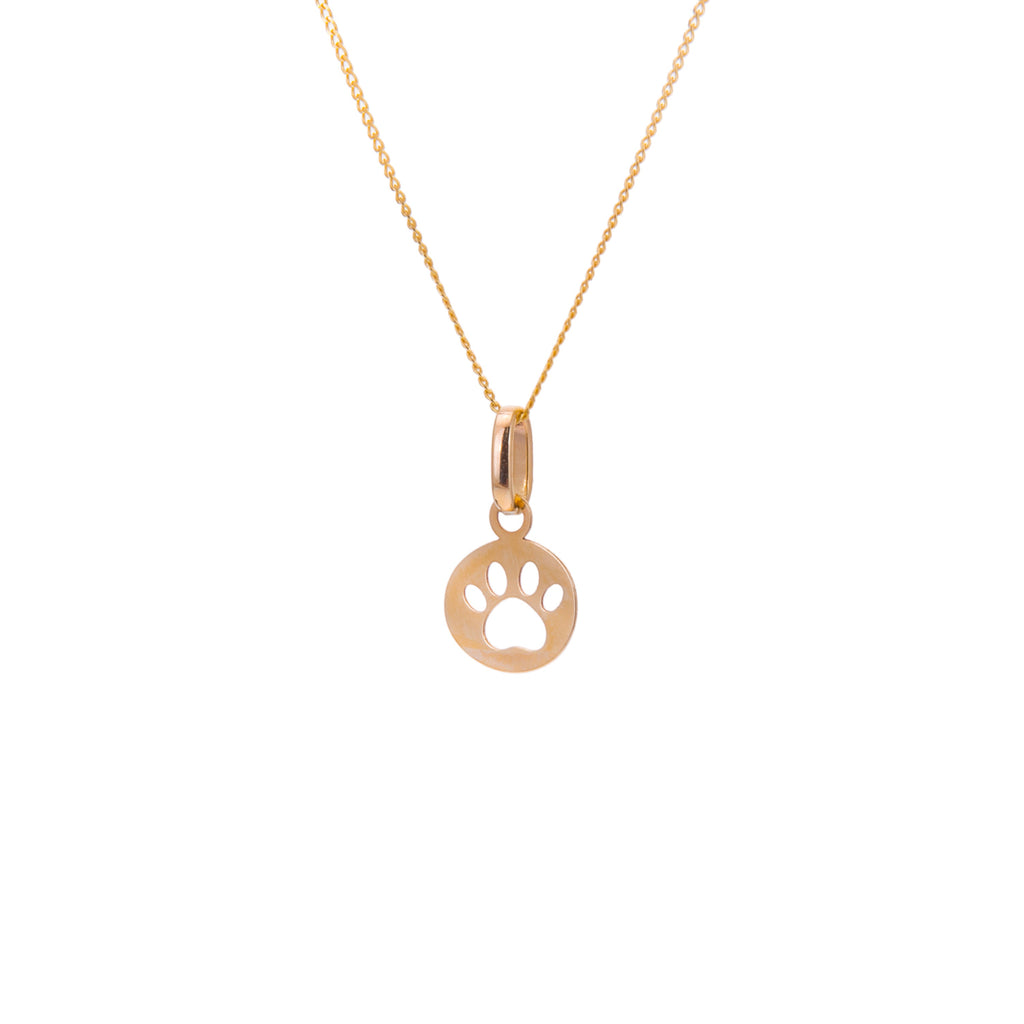 Small 9ct Gold Paw Print Necklace - 16 - 20 Inches