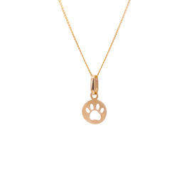 Small 9ct Gold Paw Print Necklace - 16 - 20 Inches