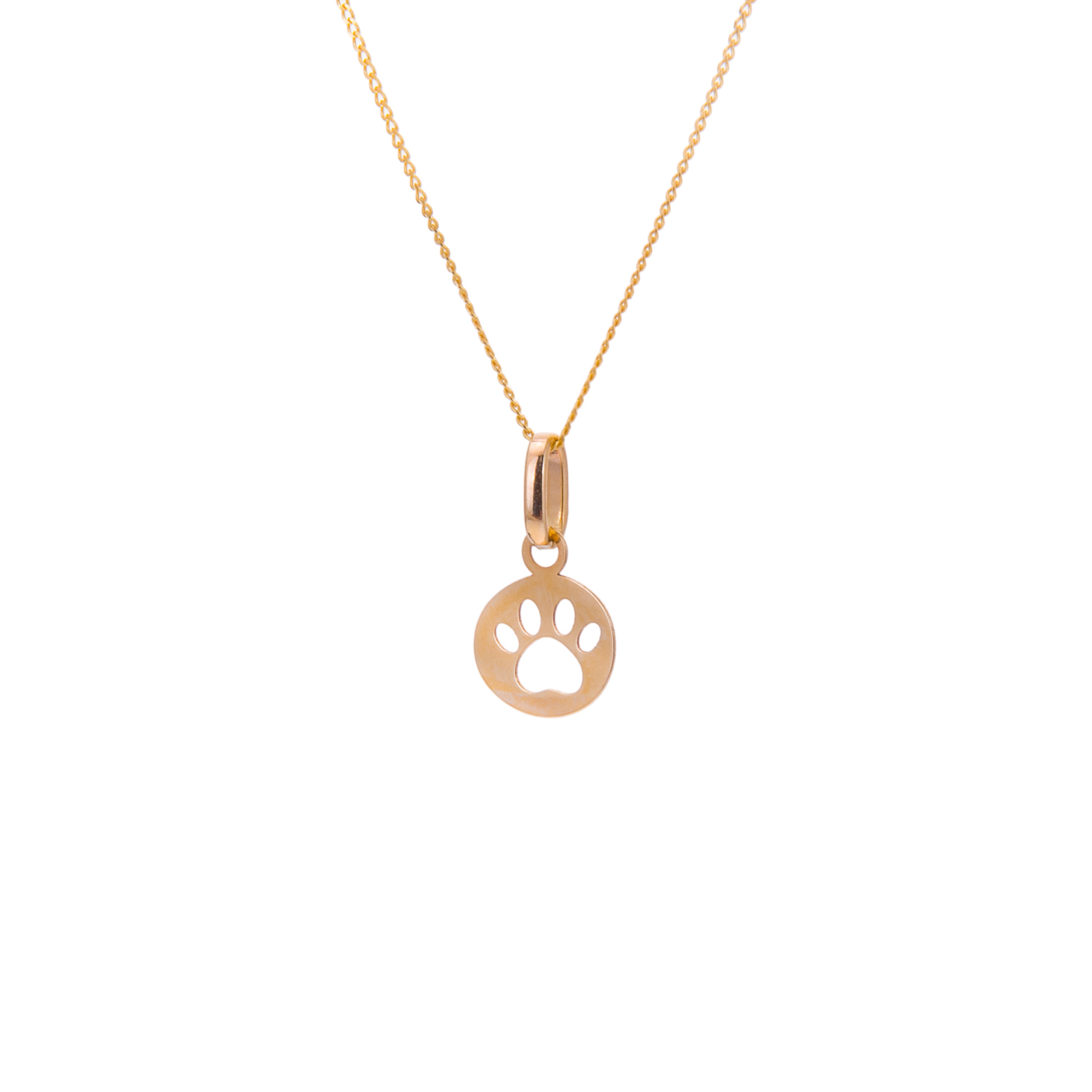 Small 9ct Gold Paw Print Necklace - 16 - 20 Inches