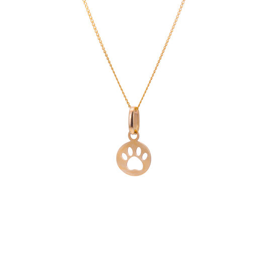 Small 9ct Gold Paw Print Necklace - 16 - 20 Inches