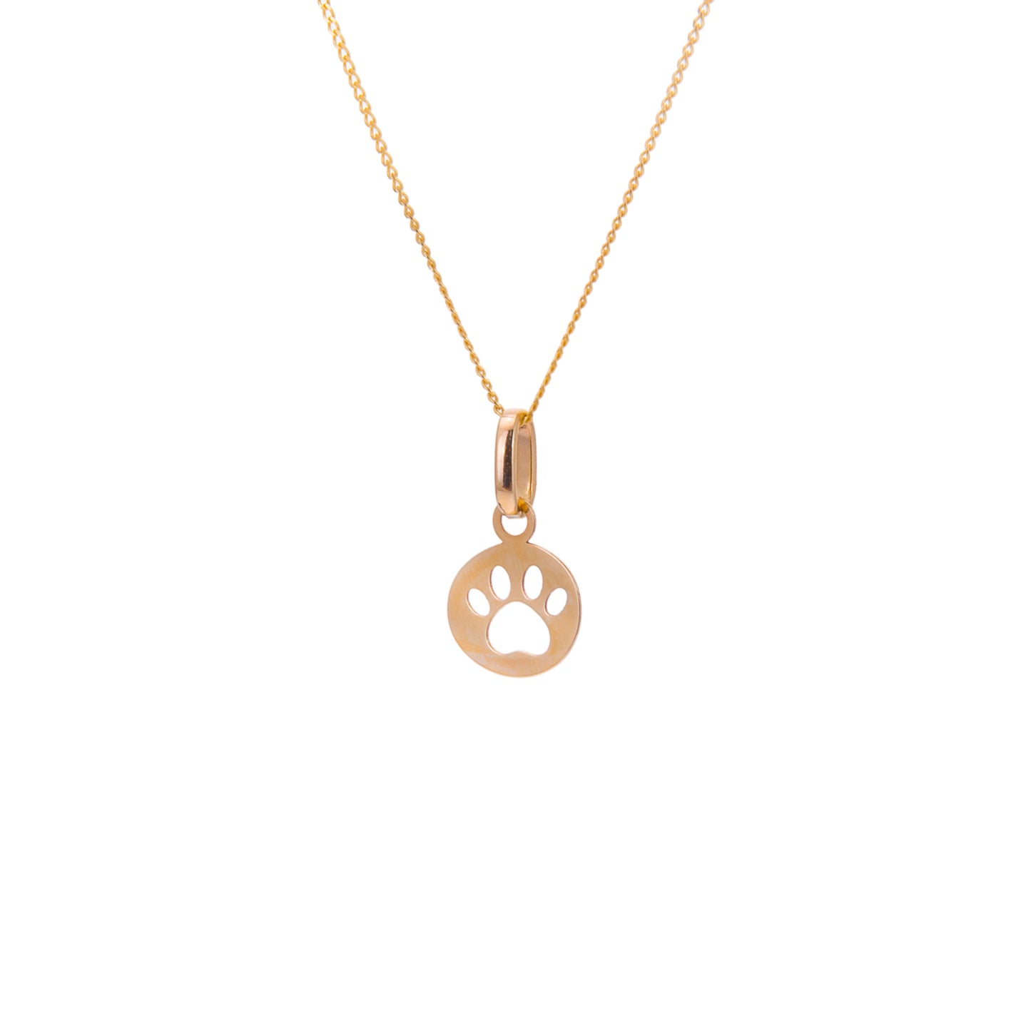 Small 9ct Gold Paw Print Necklace - 16 - 20 Inches