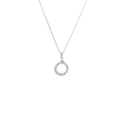 9ct White Gold CZ Karma Circle Necklace - 16 - 20 Inches