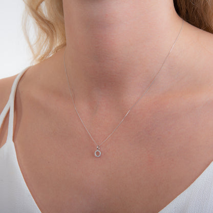 9ct White Gold CZ Karma Circle Necklace - 16 - 20 Inches