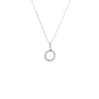 9ct White Gold CZ Karma Circle Necklace - 16 - 20 Inches