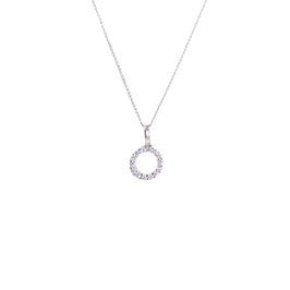 9ct White Gold CZ Karma Circle Necklace - 16 - 20 Inches