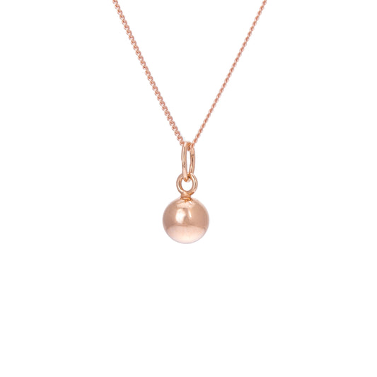 Rose Gold Plated Sterling Silver Ball Necklace 14 - 32 Inches