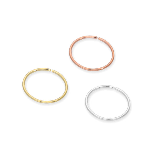 9ct Gold 8mm Helix Piercing Ring Set- Yellow Rose White